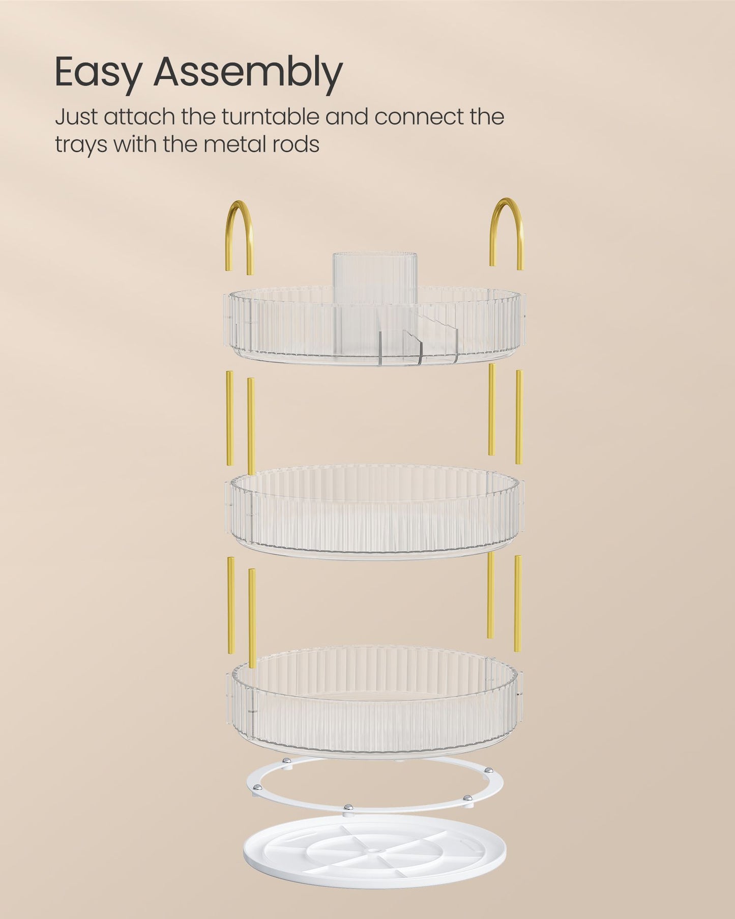 3-Tier Round Rotating Skincare Organizer Countertop - HWLEXTRA 