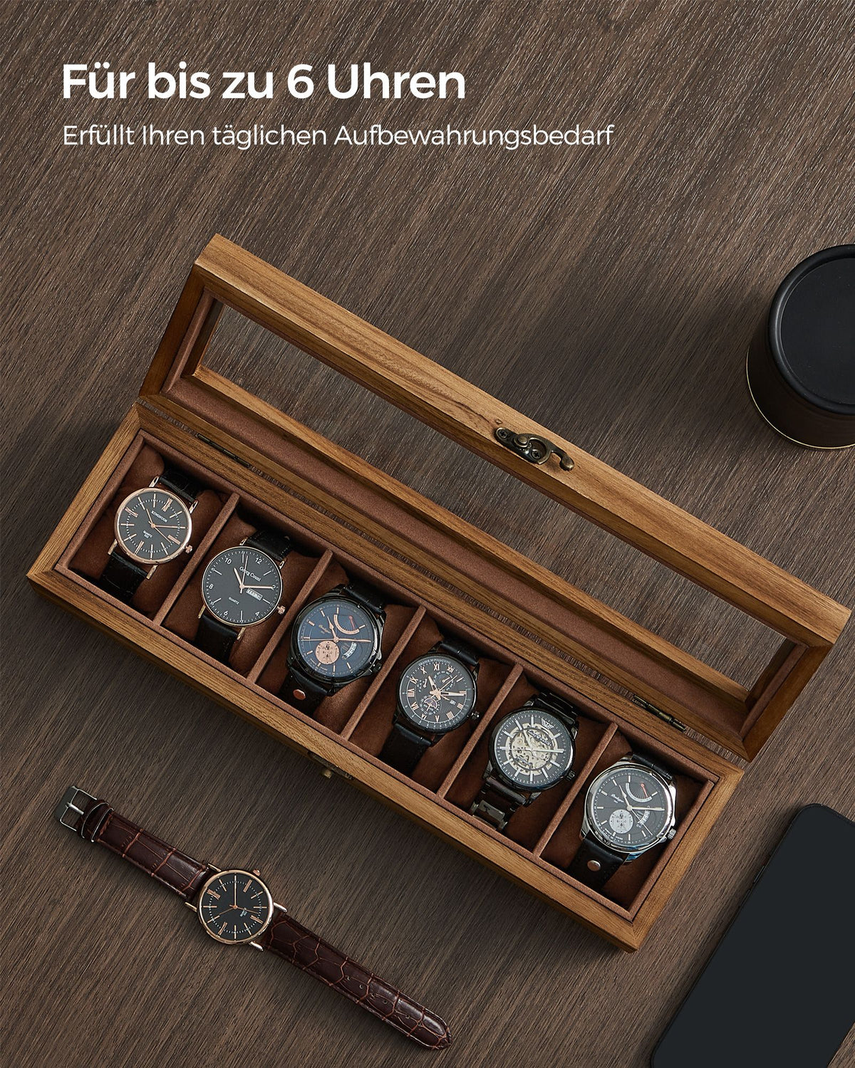 Watch Box with 6 Slots Rustic Walnut