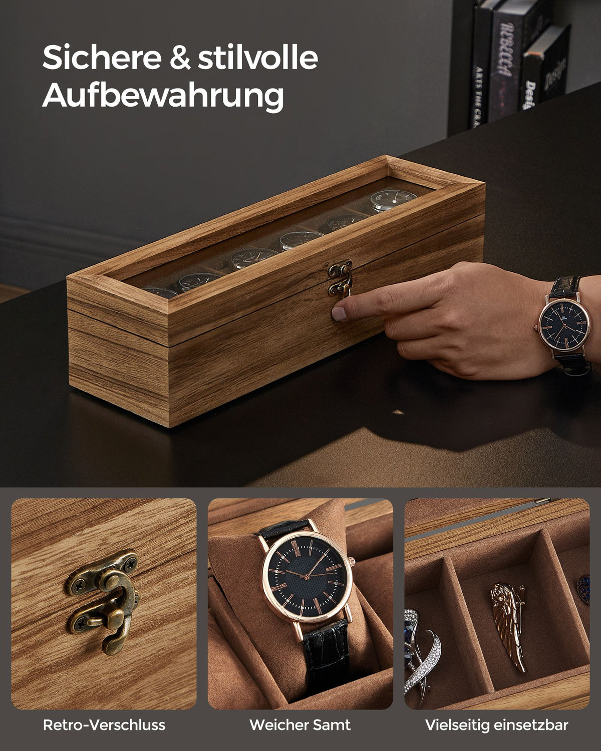 Watch Box with 6 Slots Rustic Walnut