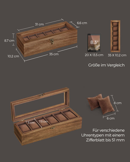 Watch Box with 6 Slots Rustic Walnut