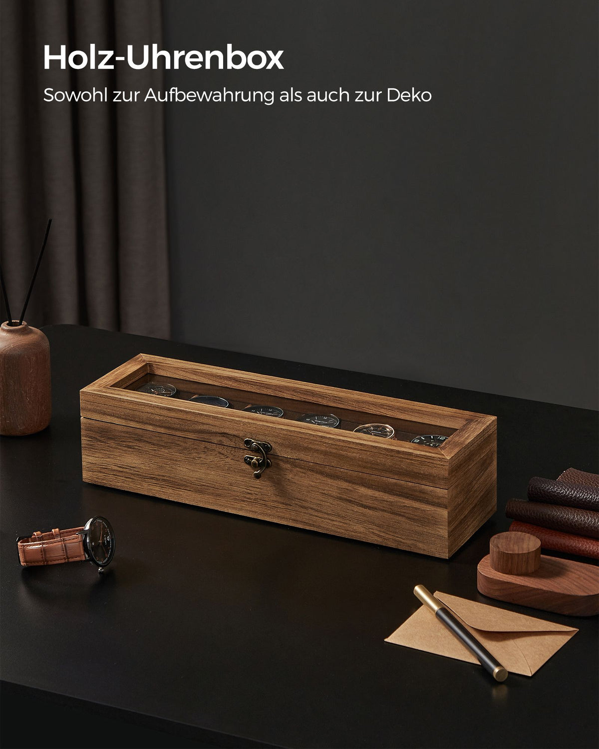 Watch Box with 6 Slots Rustic Walnut
