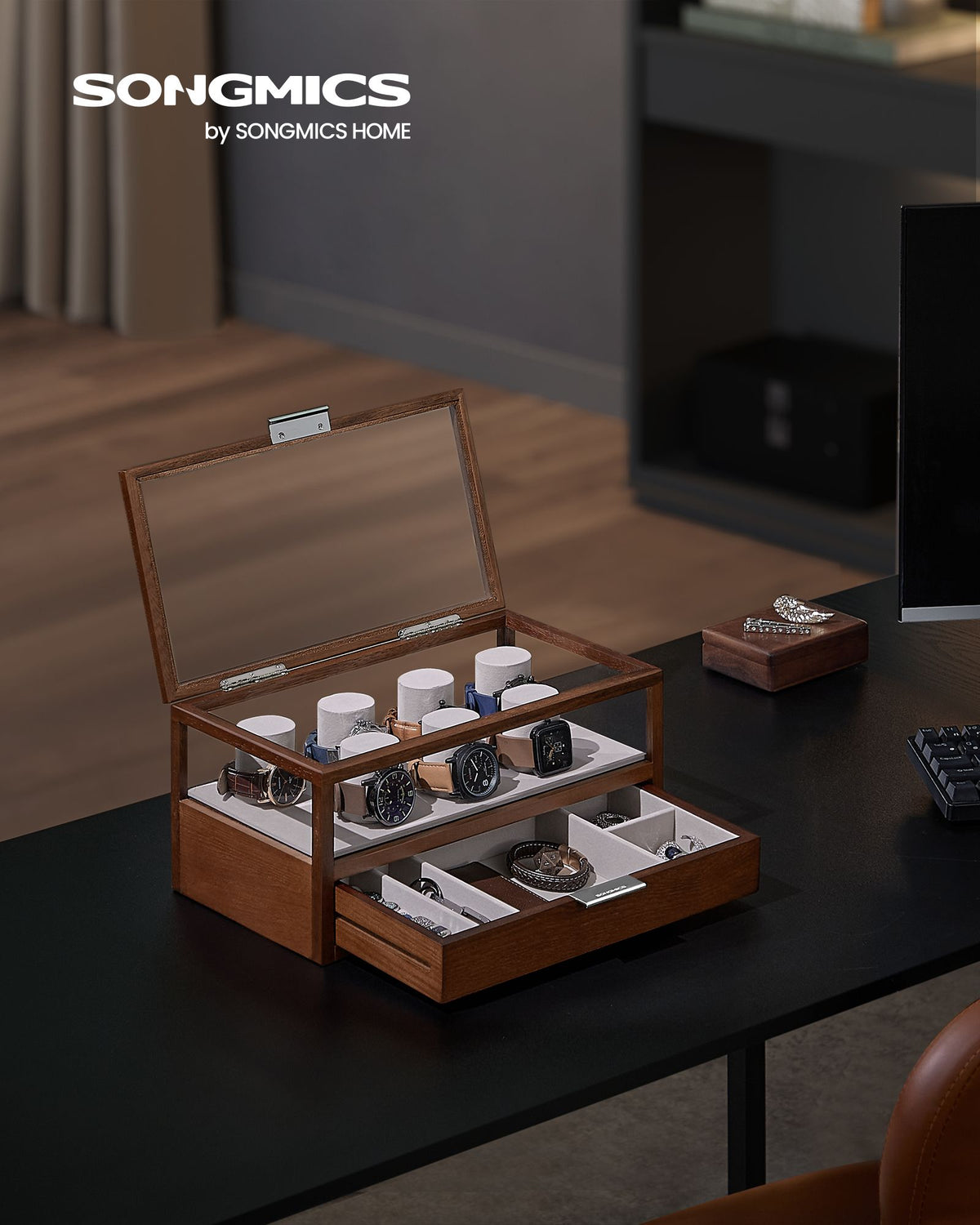 2-Tier Watch Box — Coffee Brown