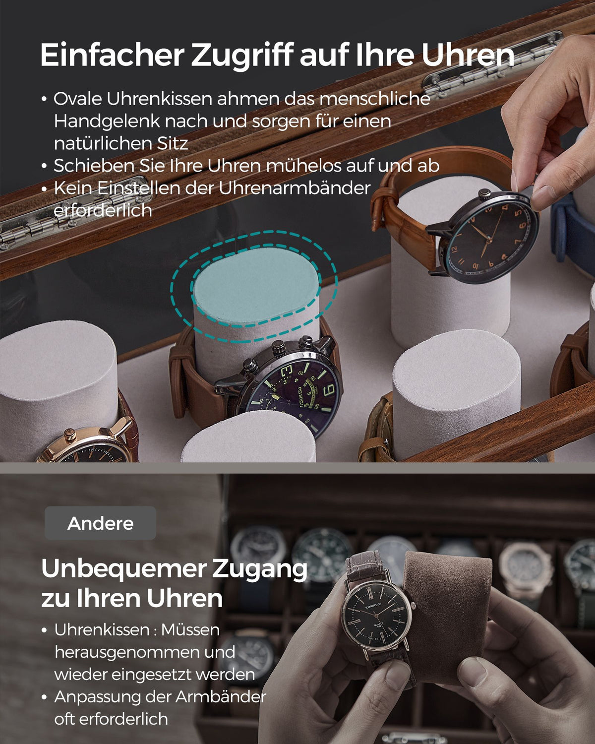 2-Tier Watch Box — Coffee Brown