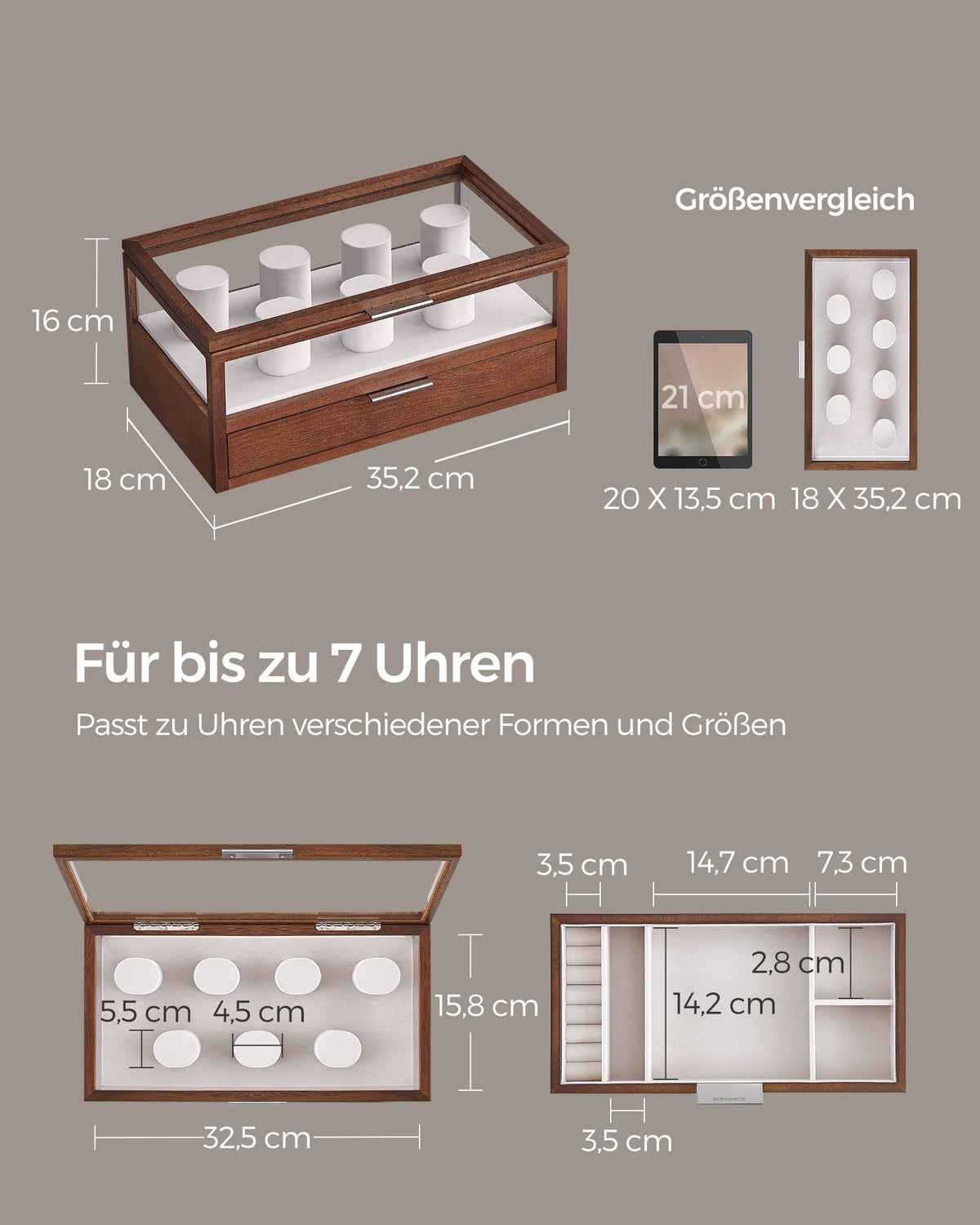 2-Tier Watch Box — Coffee Brown