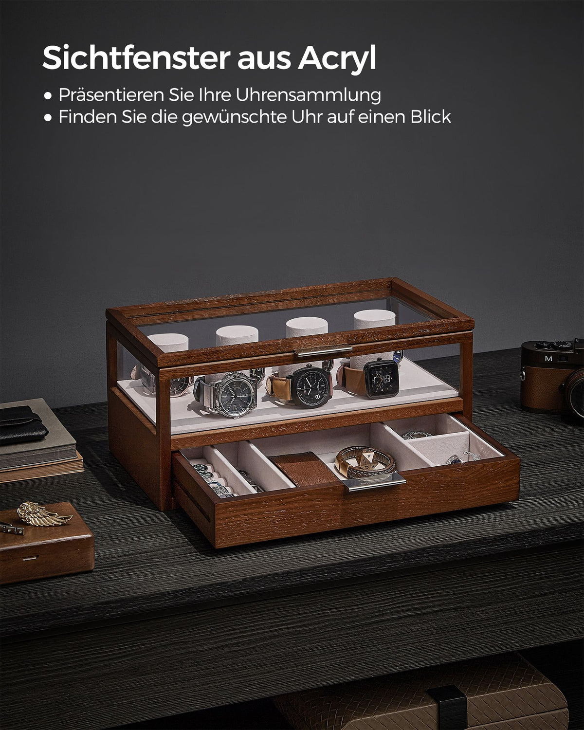 2-Tier Watch Box — Coffee Brown