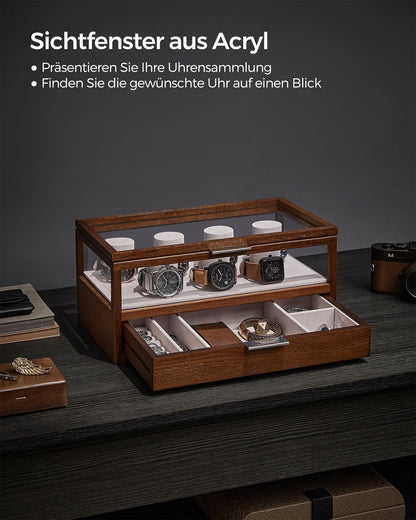 2-Tier Watch Box — Coffee Brown