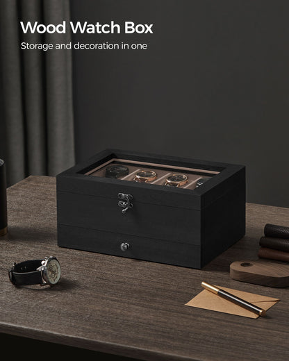 8-Slot Watch Box with Large Glass Lid