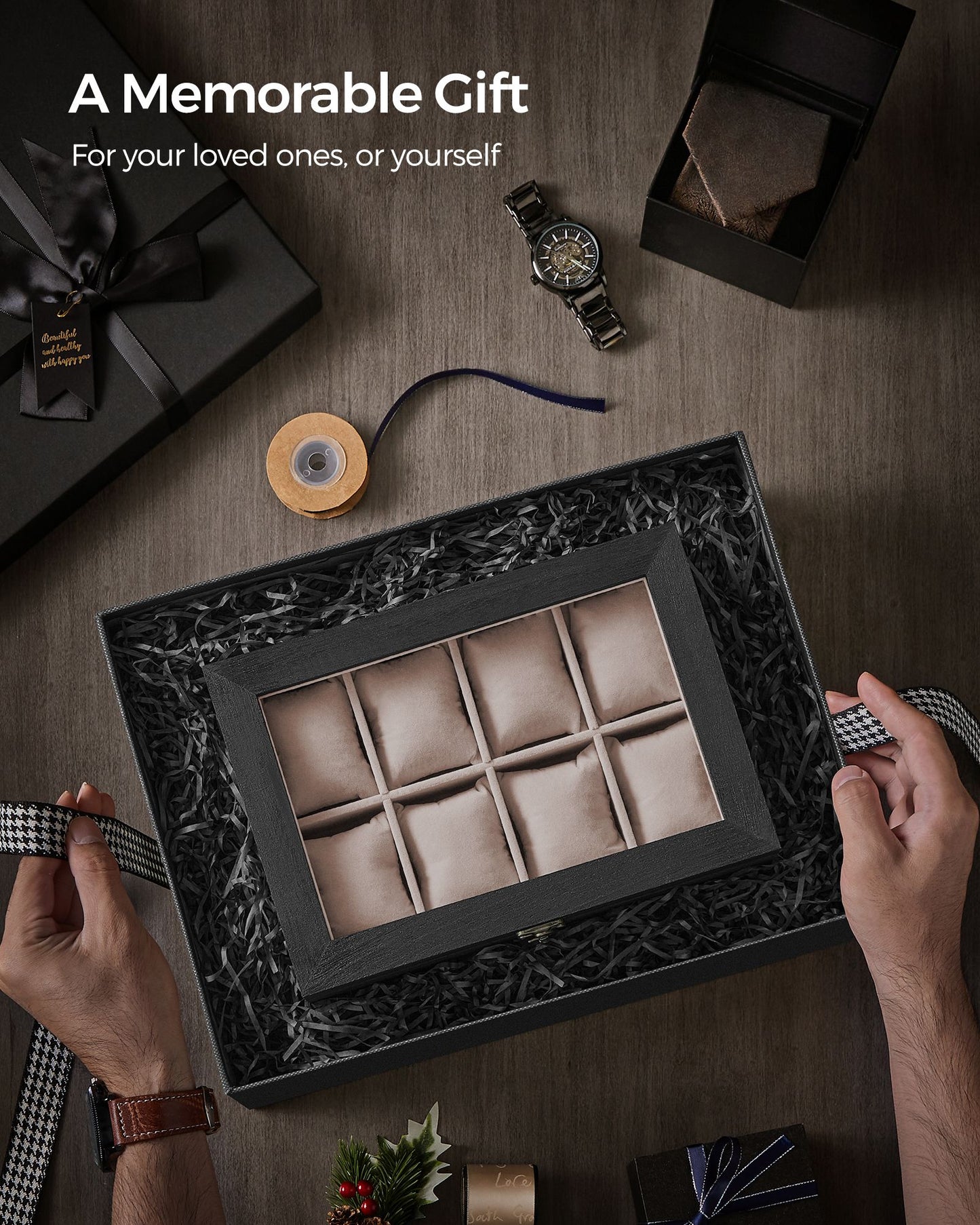 8-Slot Watch Box with Large Glass Lid