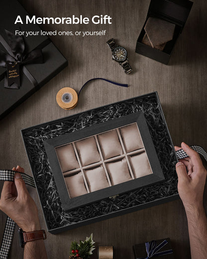 8-Slot Watch Box with Large Glass Lid