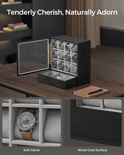 12-Slot Wooden Watch Box - HWLEXTRA 