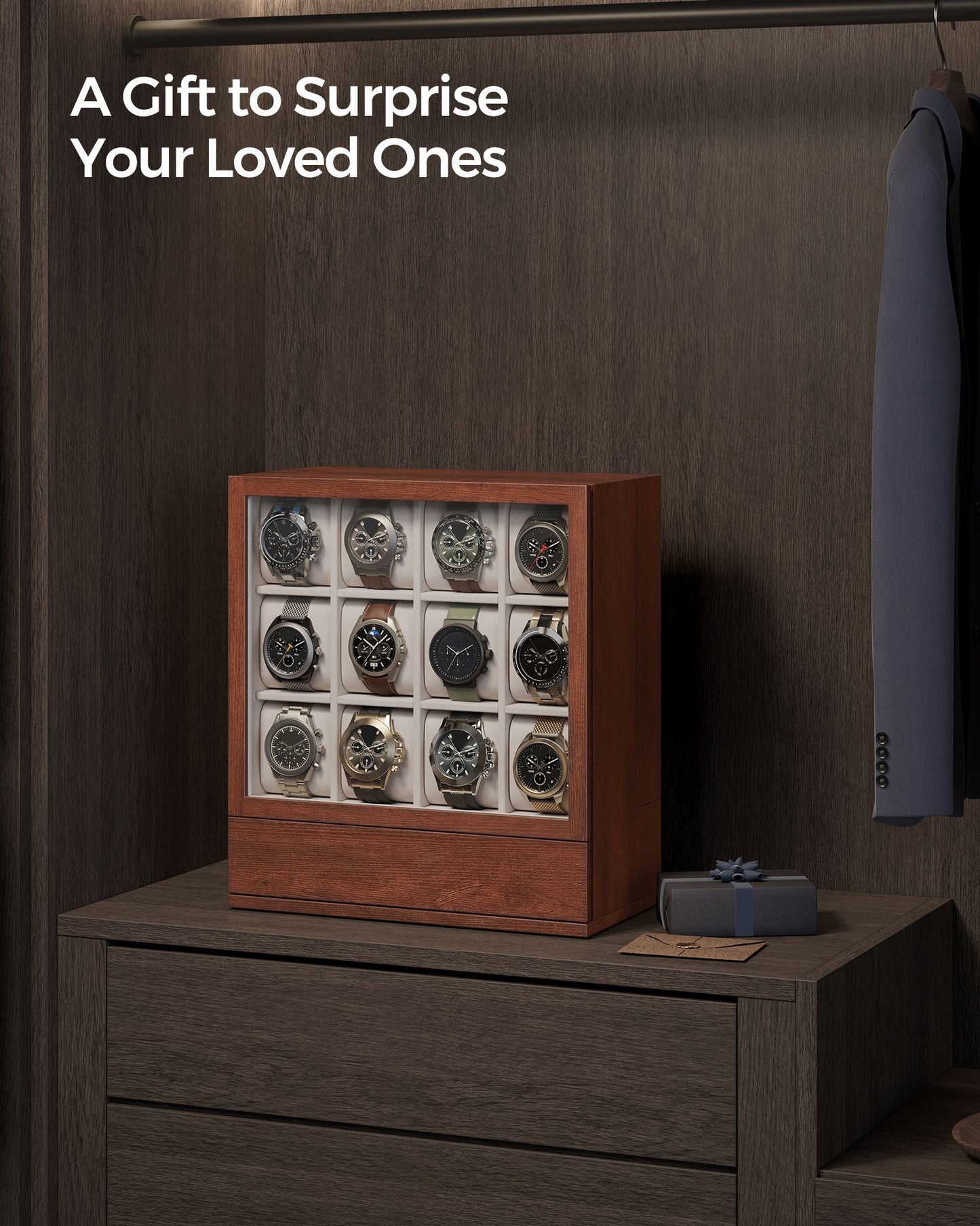 12-Slot Wooden Watch Box - HWLEXTRA 