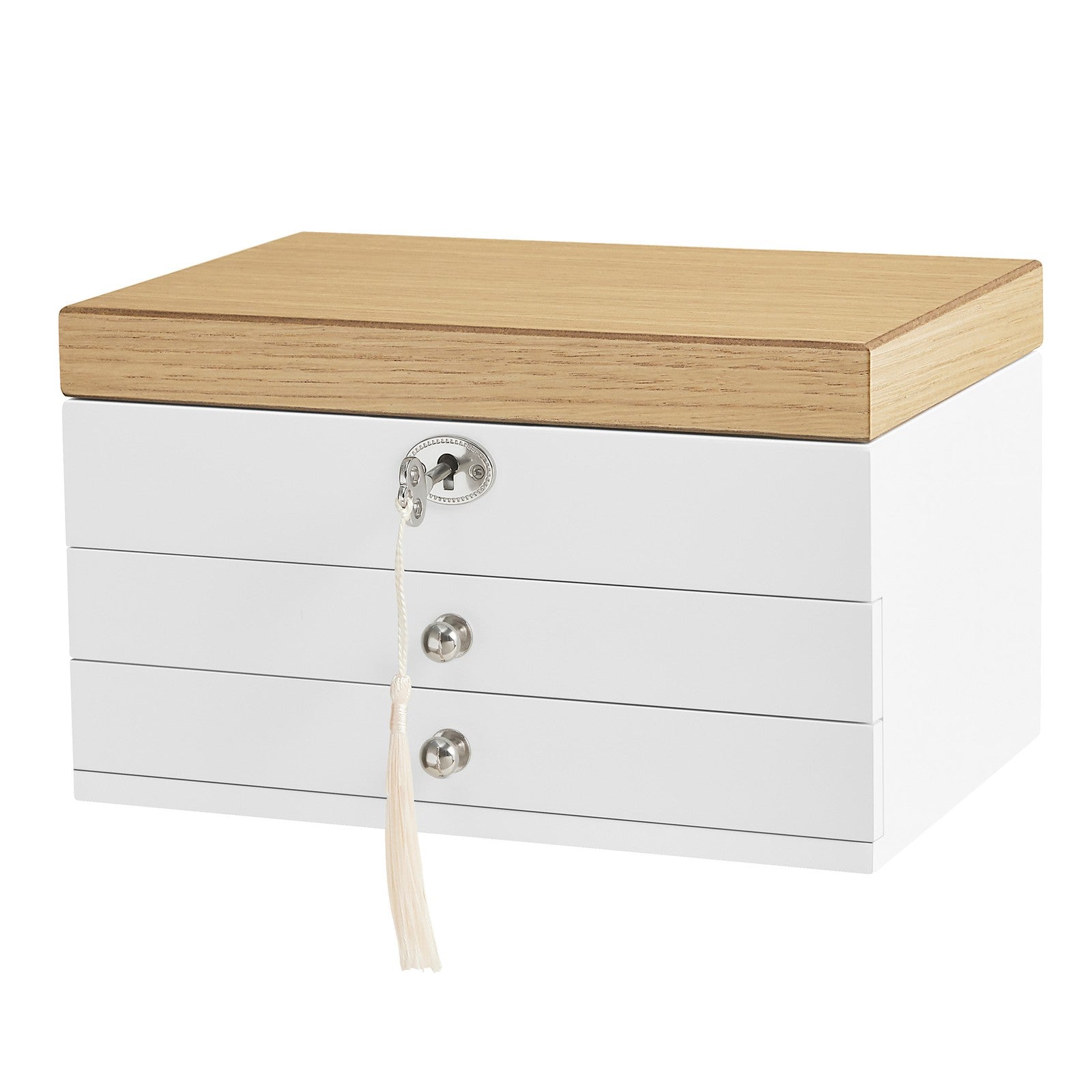 3-Tier Jewellery Box, Jewellery Storage Organiser with Large Mirror, 2 Drawers - image 1
