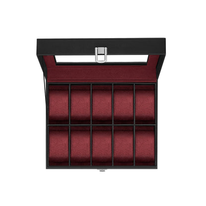 10-Slot Watch Case with Large Glass Lid