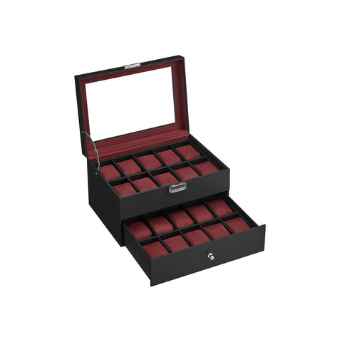 20-Slot Watch Box with Glass Lid