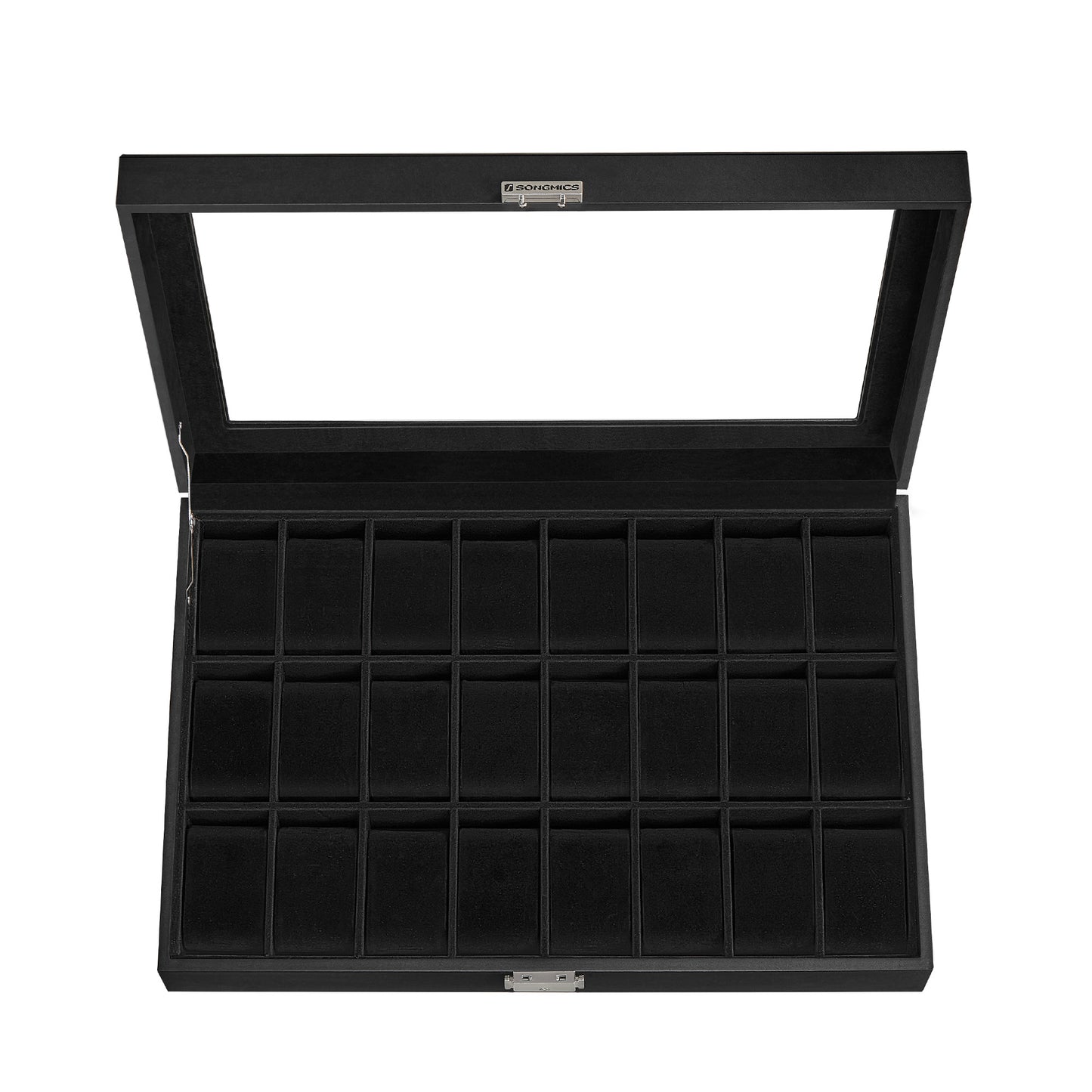 24-Slot Watch Box, Watch Organizer with Glass Lid 1-Tier Display case, PU Leather, 17.1 x 11.5 x 3.1 Inches - image 1