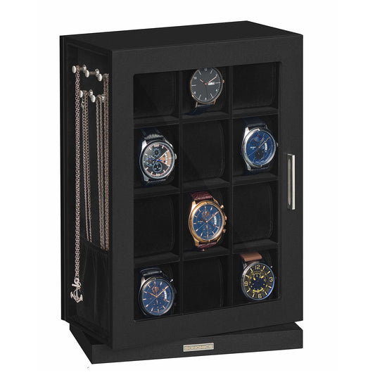 Watch Box 12 Slots with Glass Windows, 360° Rotating Vertical Watch Display Case - image 1