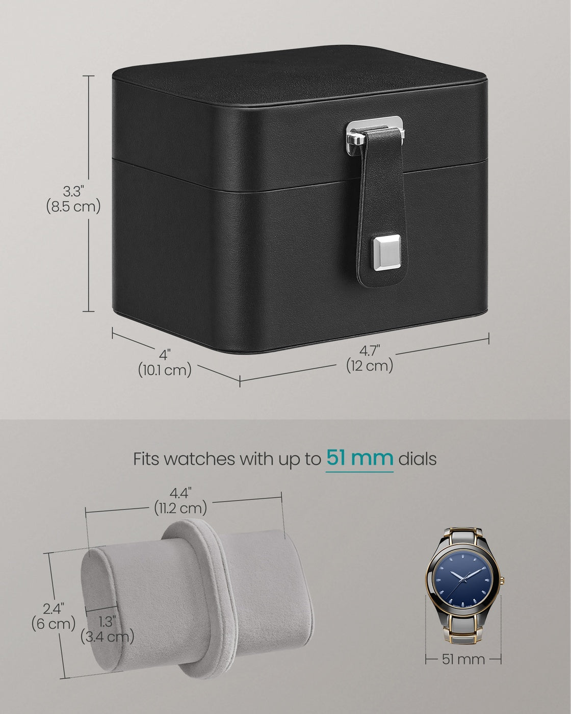 2 Watch Travel Case Pillow with Hidden Storage 4 x 4.7 x 3.3 Inches Brown Lining - image 11
