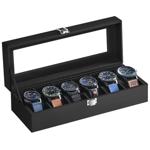 6-Slot Watch Box with Large Glass Lid