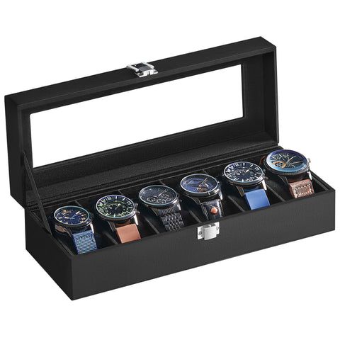 6-Slot Watch Box with Large Glass Lid