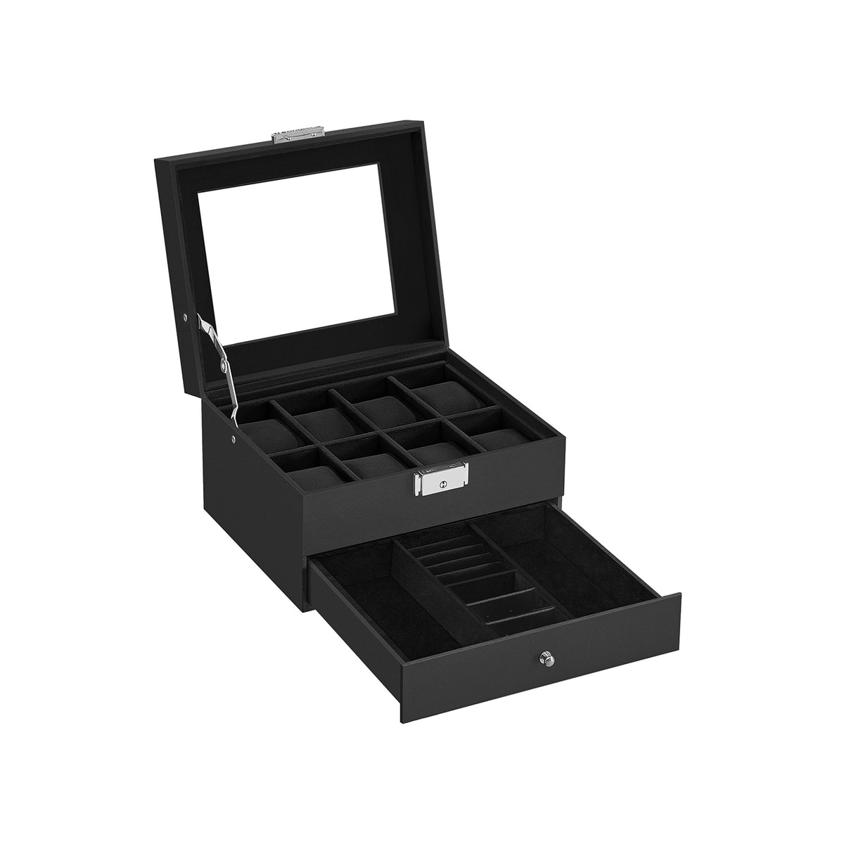 8-Slot Watch Box with Glass Lid - HWLEXTRA 