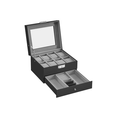 8-Slot Watch Box with Glass Lid - HWLEXTRA 