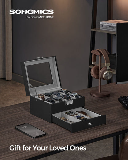 8-Slot Watch Box with Glass Lid - HWLEXTRA 