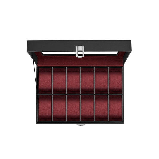 12-Slot Watch Case with Large Glass Lid - HWLEXTRA 