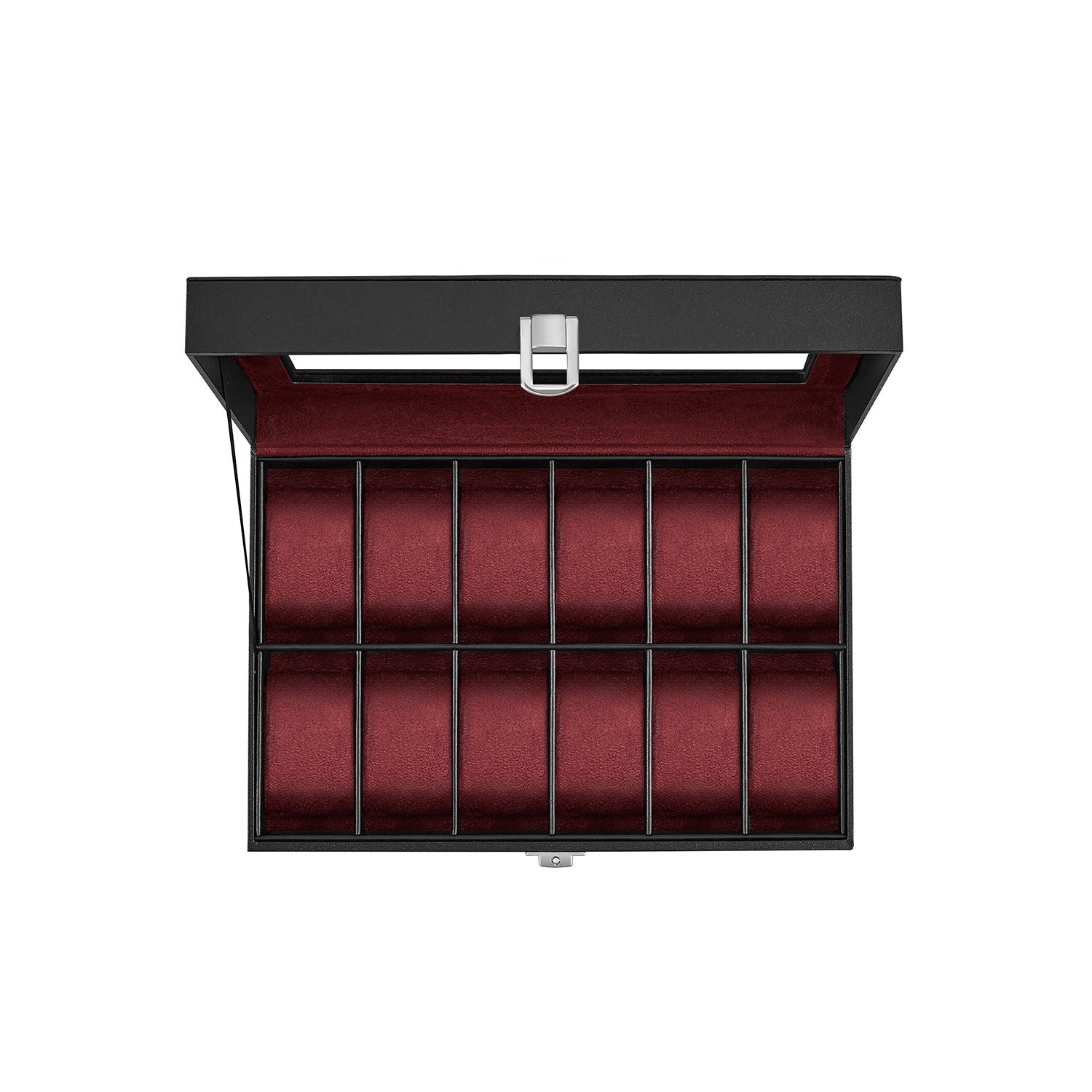 12-Slot Watch Case with Large Glass Lid