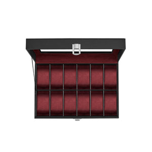 12-Slot Watch Case with Large Glass Lid