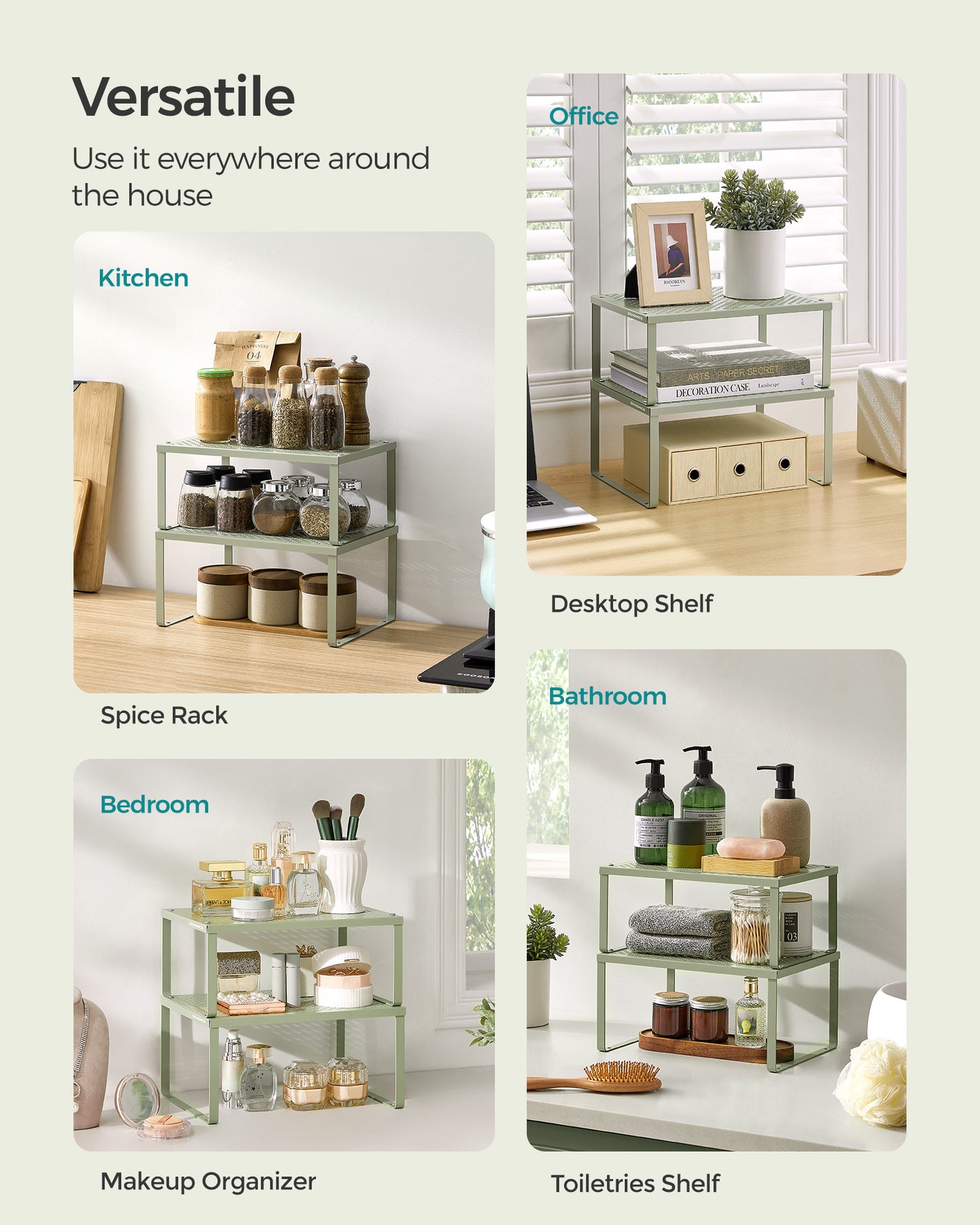 Set of 2 Stackable and Expandable Spice Racks