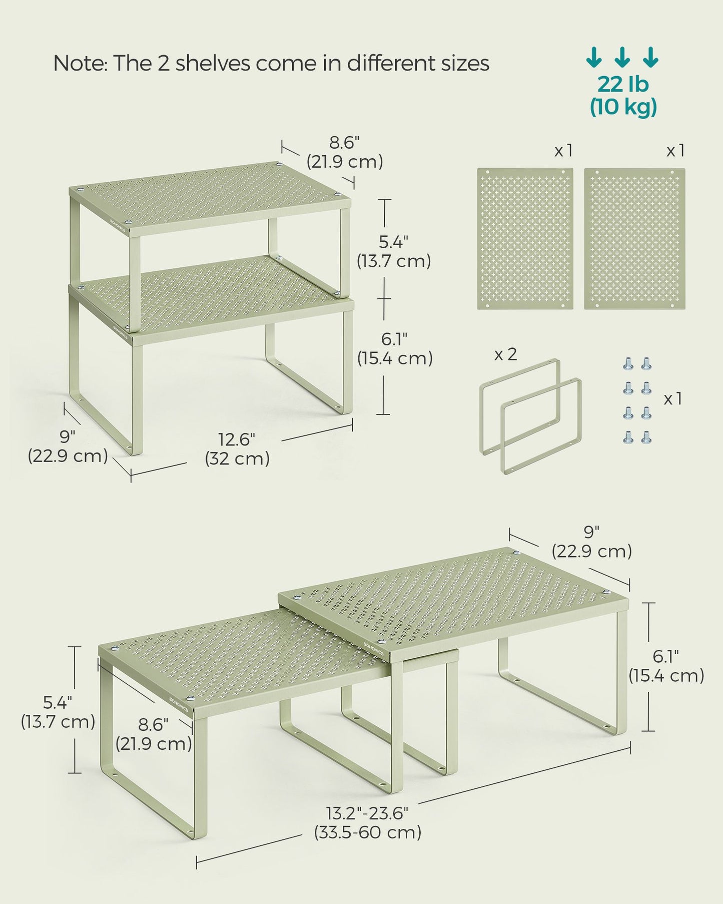Set of 2 Stackable and Expandable Spice Racks