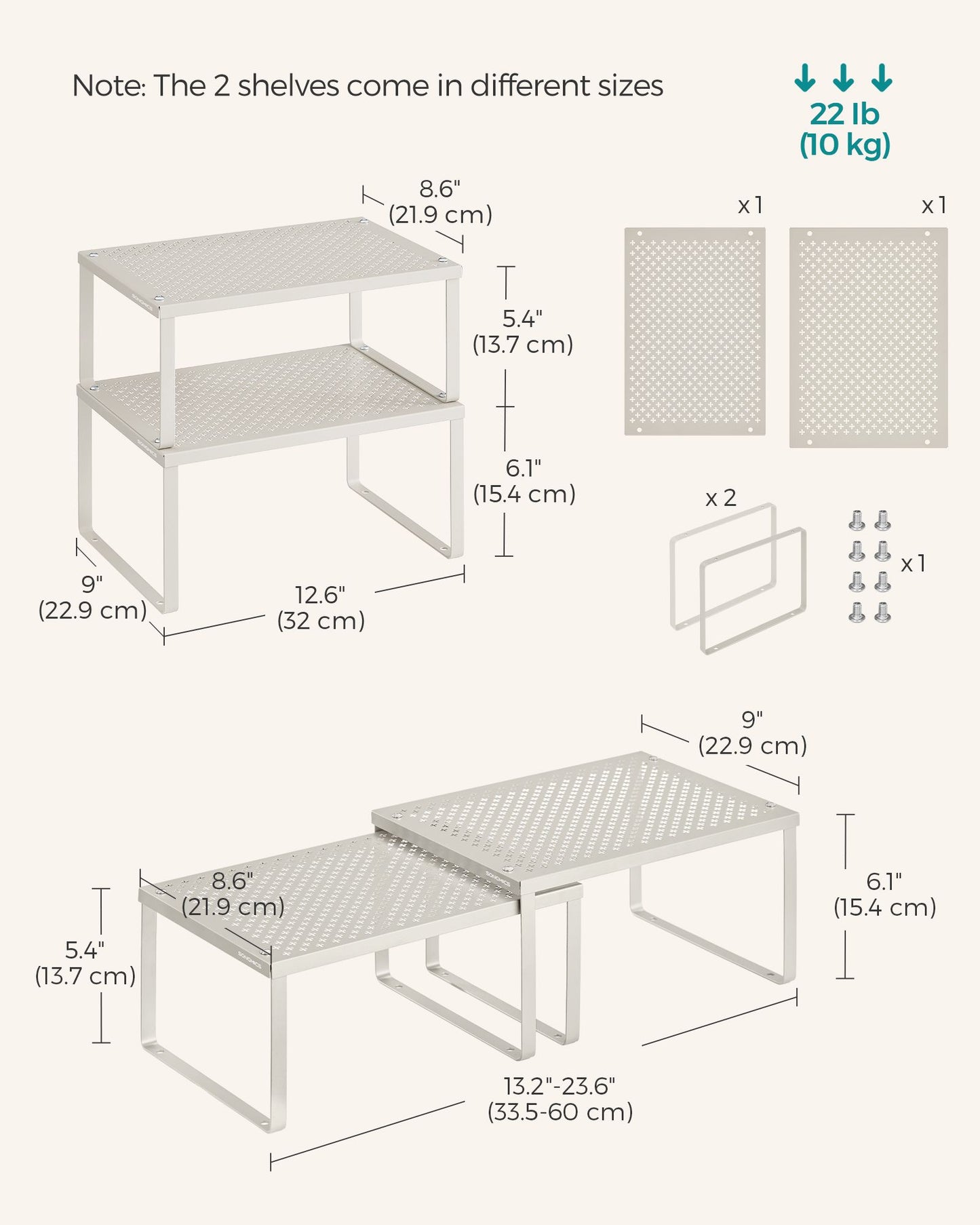 Set of 2 Stackable and Expandable Spice Racks