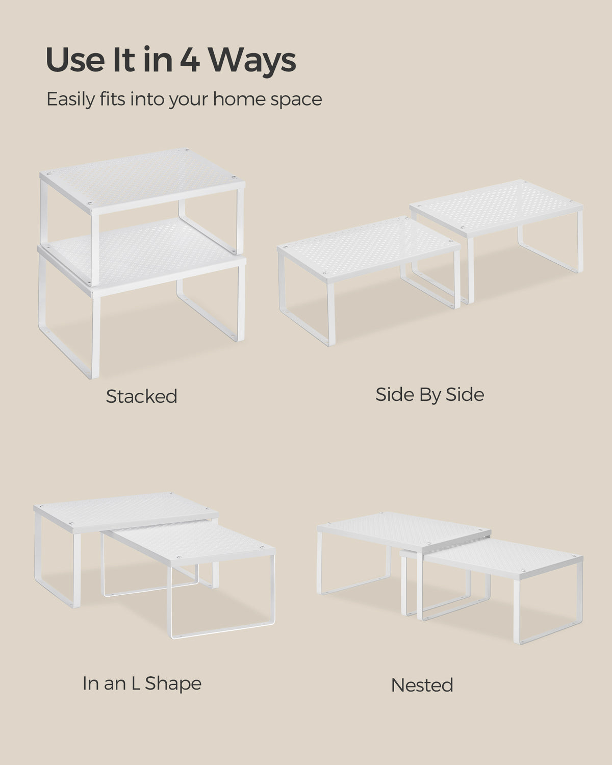 Cabinet Shelf Organizer, Stackable, Expandable