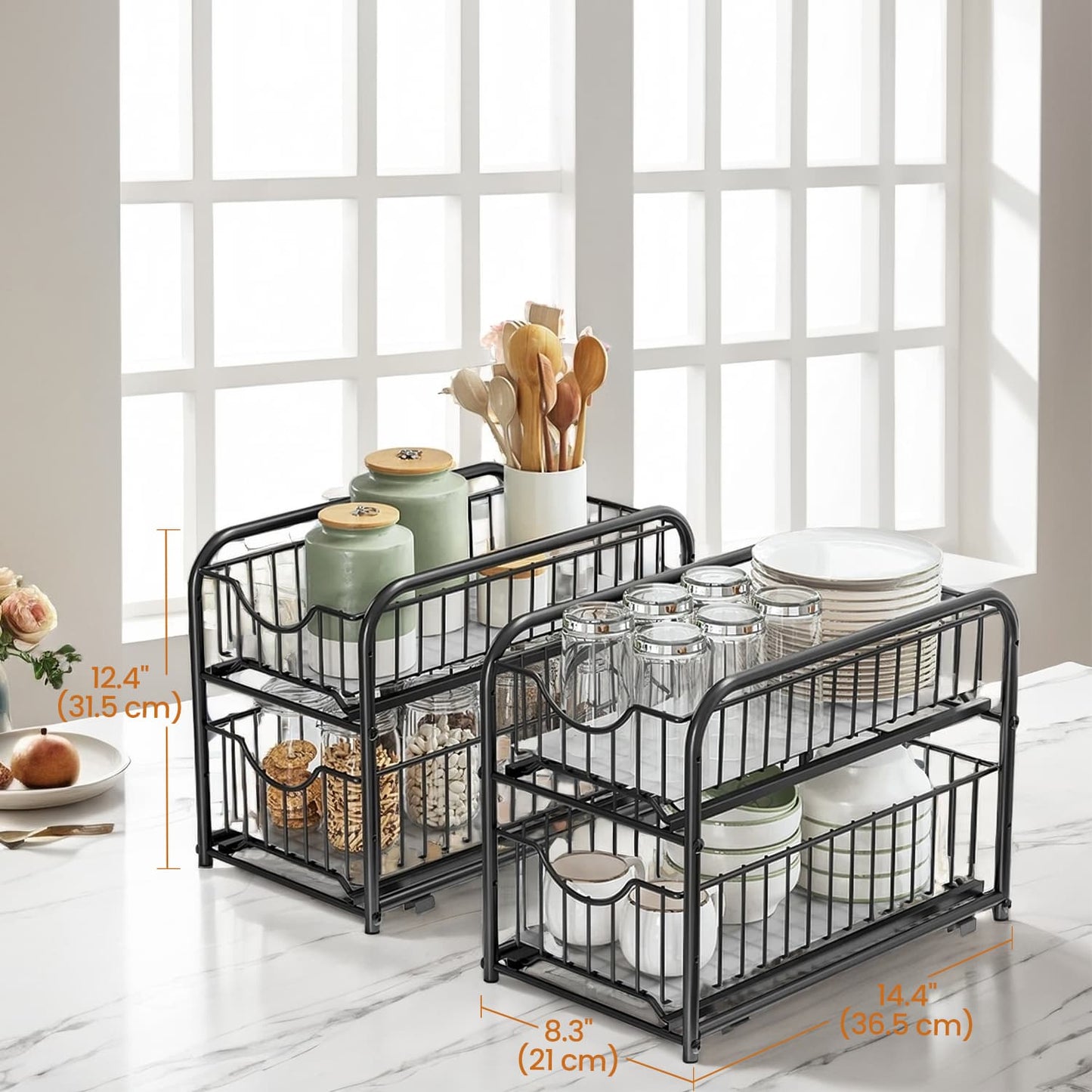 2-Tier Under Sink Organizer, Bathroom Kitchen Storage, 2 Sliding Baskets - image 8