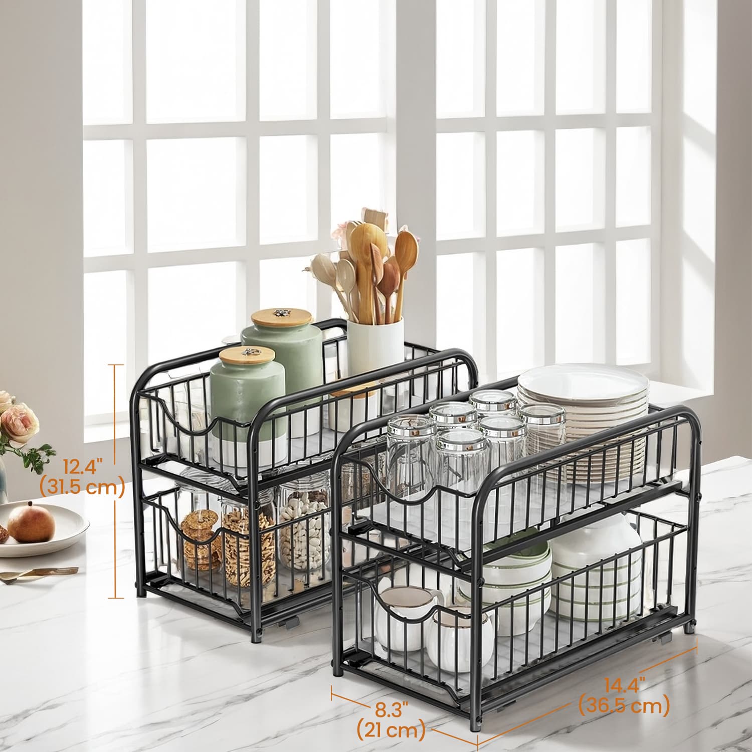 2-Tier Under Sink Organizer, Bathroom Kitchen Storage, 2 Sliding Baskets - image 8