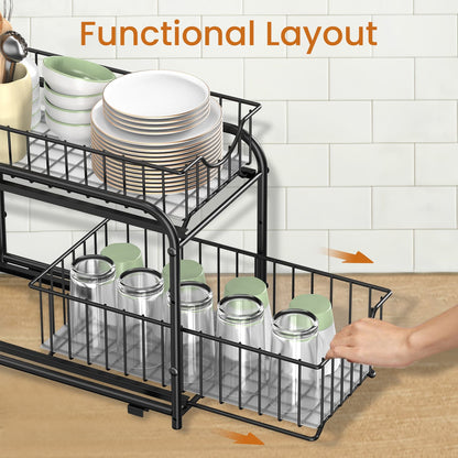 2-Tier Under Sink Organizer, Bathroom Kitchen Storage, 2 Sliding Baskets - image 9