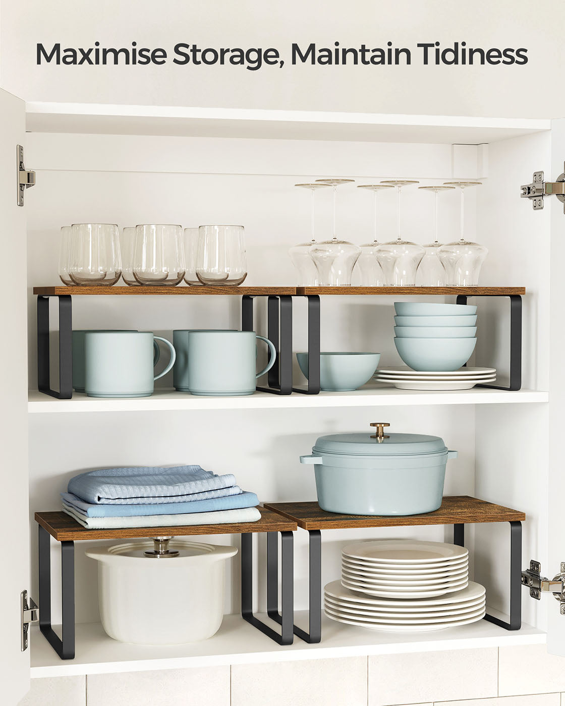 Set of 2 Cupboard Shelf Organisers Ink Black and Ebony Black - image 17