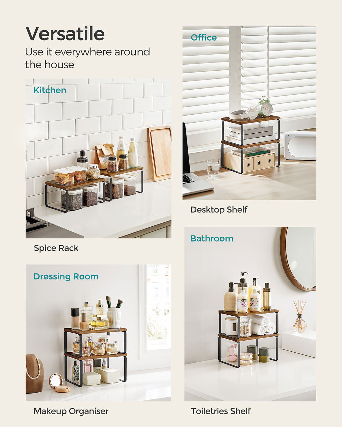 Set of 2 Cupboard Shelf Organisers Ink Black and Ebony Black - image 19