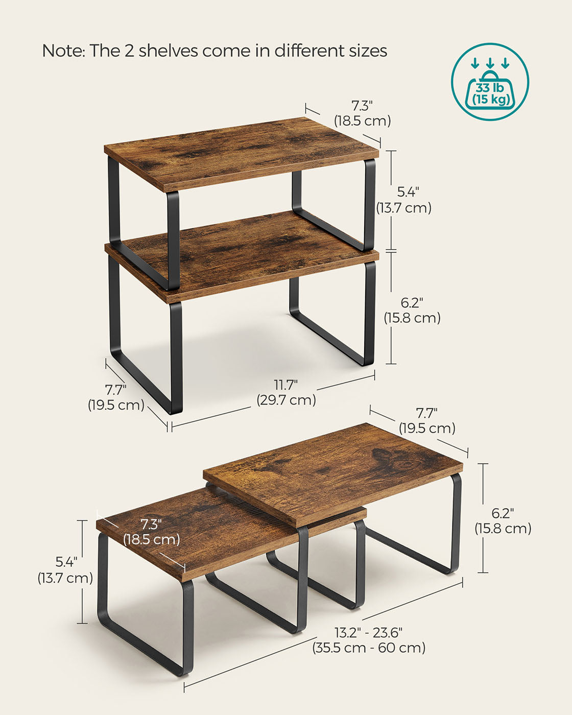 Set of 2 Cupboard Shelf Organisers Ink Black and Ebony Black - image 20