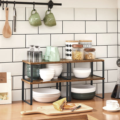 Cabinet Shelf Organizers, Set of 4 Countertop Organizers, Kitchen Counter Shelves