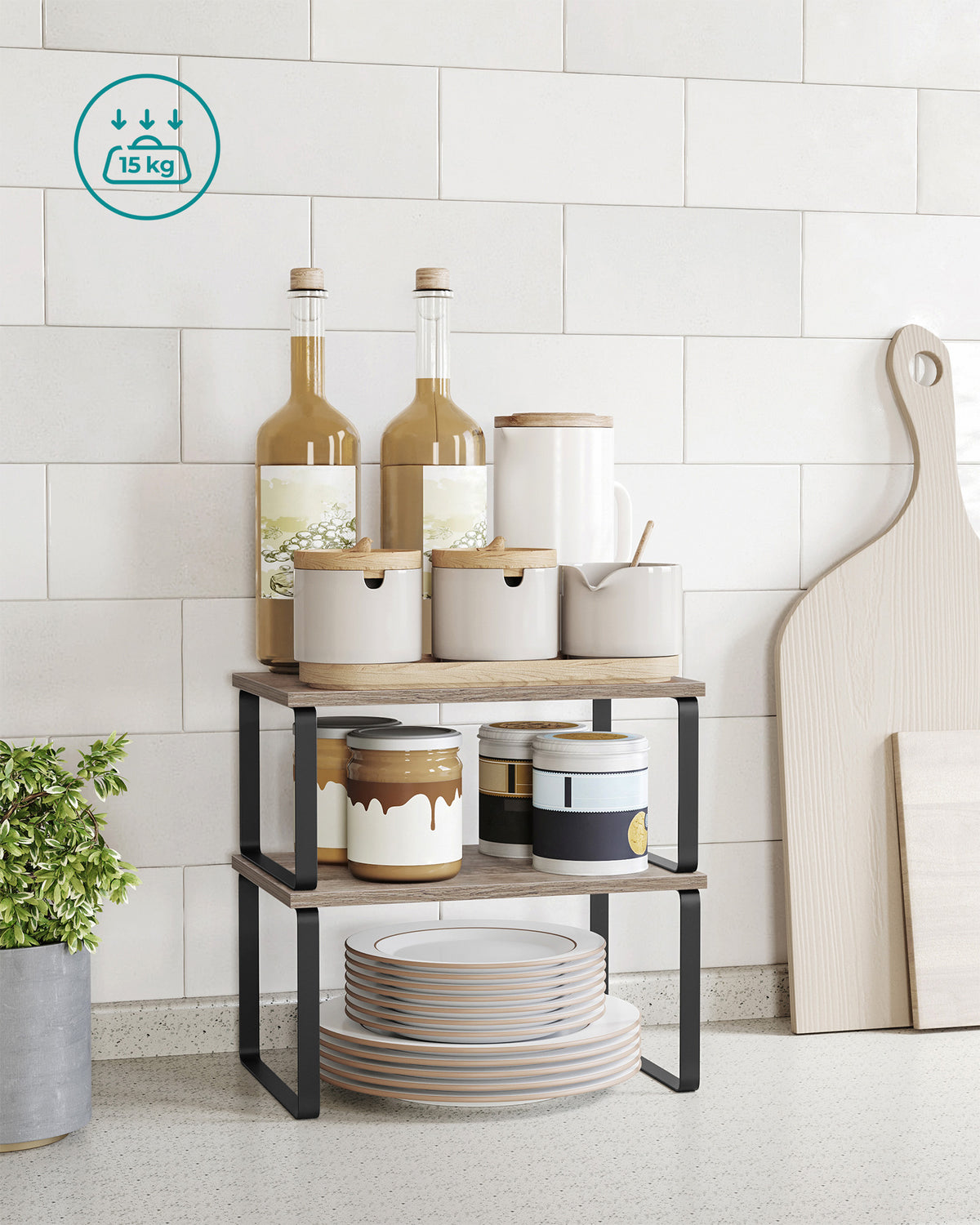 Cabinet Shelf Organizers, Set of 4 Countertop Organizers, Kitchen Counter Shelves