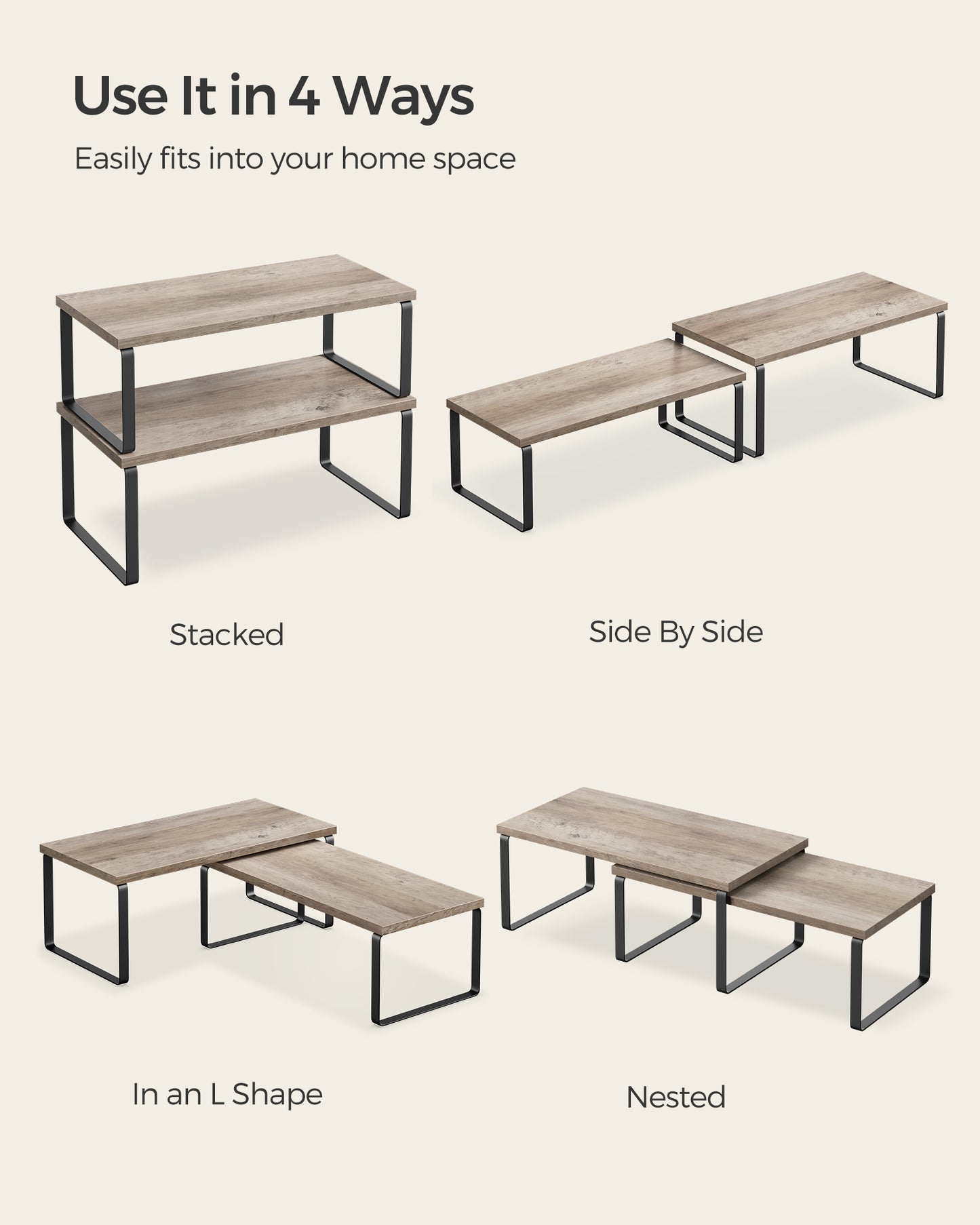Set of 4 Kitchen Counter Shelves