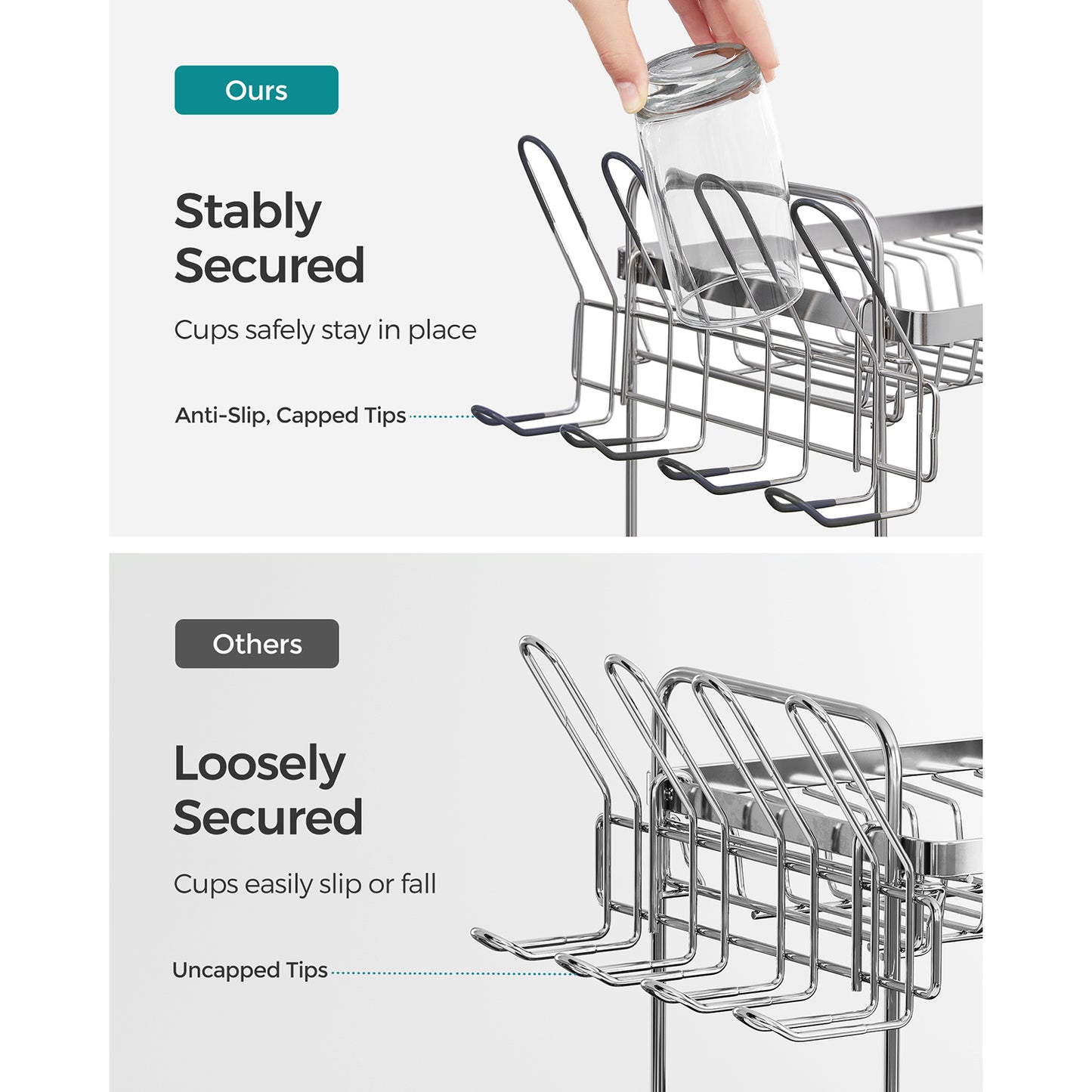 2 Tier Dish Rack for Kitchen Counter with Rotatable and Extendable Drain Spout