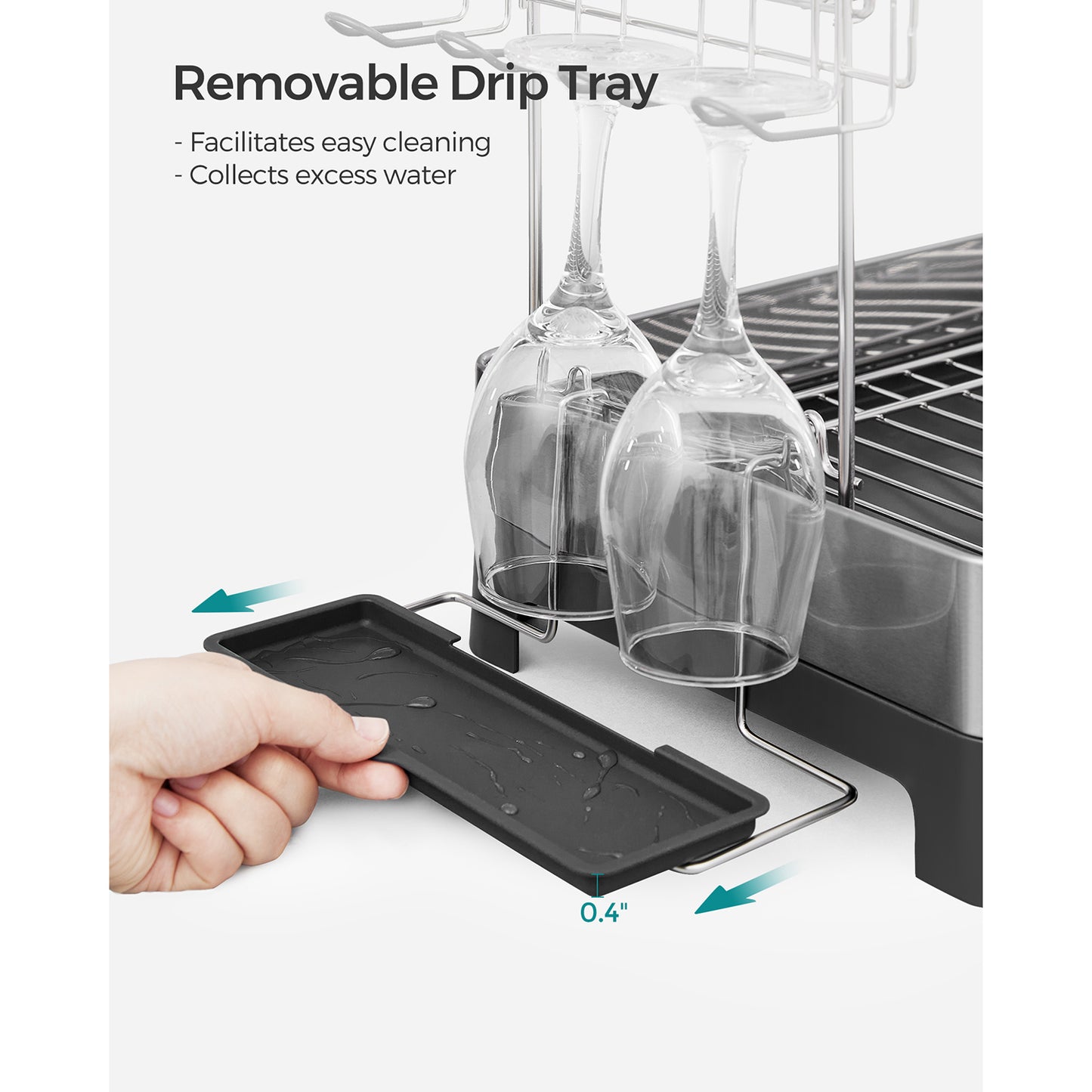 2 Tier Dish Rack for Kitchen Counter with Rotatable and Extendable Drain Spout