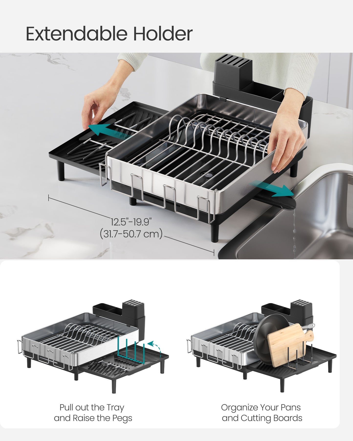 Expandable Dish Drying Rack for Kitchen Counter