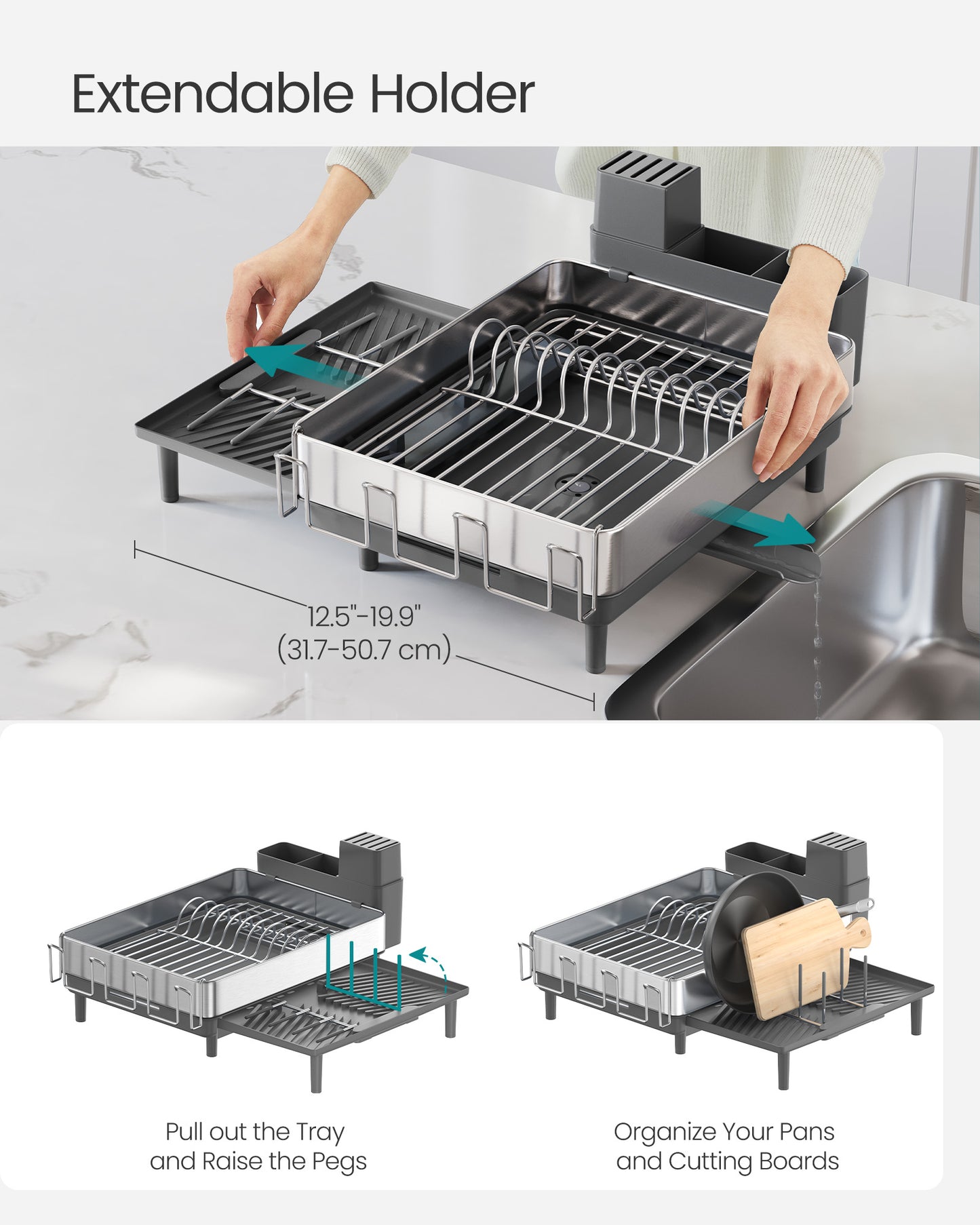 Expandable Dish Drying Rack for Kitchen Counter