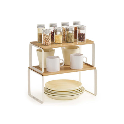 Gewürzregal 2er Set ausziehbar naturbeige-cremeweiß