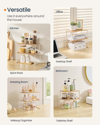 Gewürzregal 2er Set ausziehbar naturbeige-cremeweiß