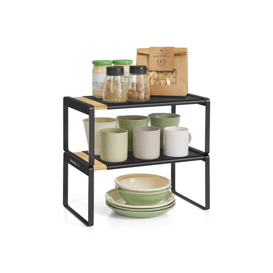 Gewürzregal 2er Set ausziehbar naturbeige-cremeweiß