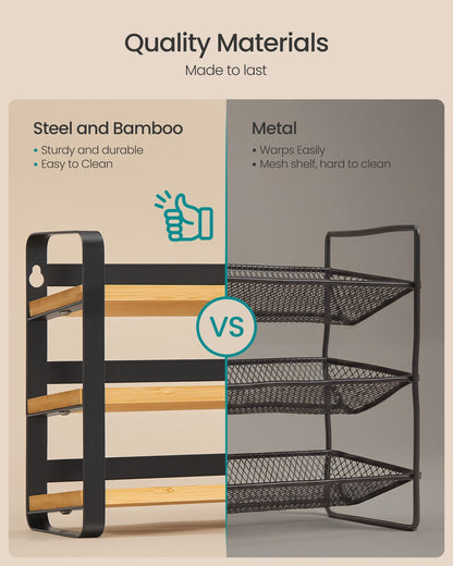 Rotating Spice Rack with 16 Glass Jars White and Bamboo - image 11